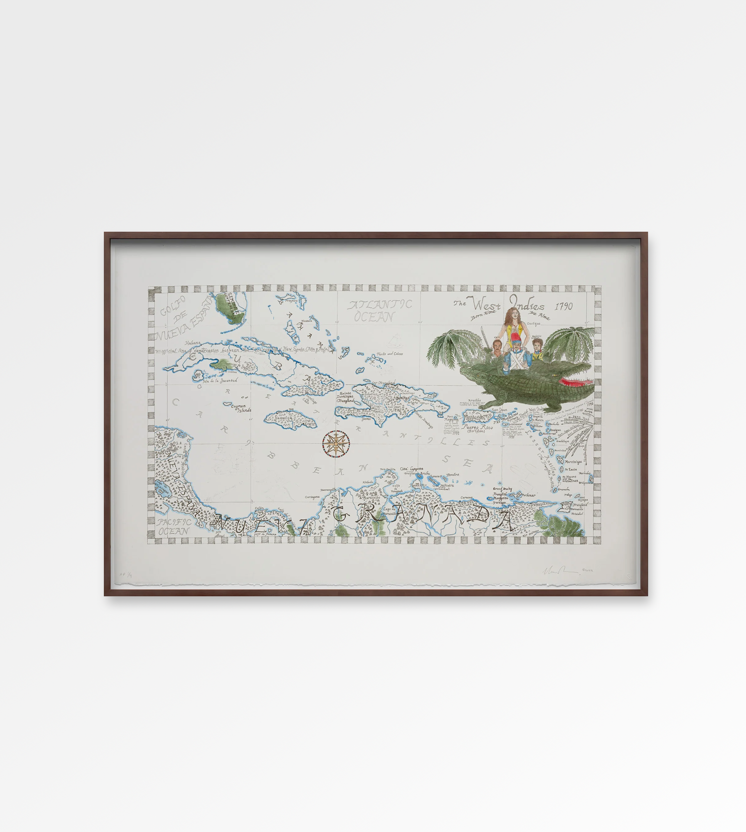 Map of the West Indies, 1790. Born Alone, Die Alone.