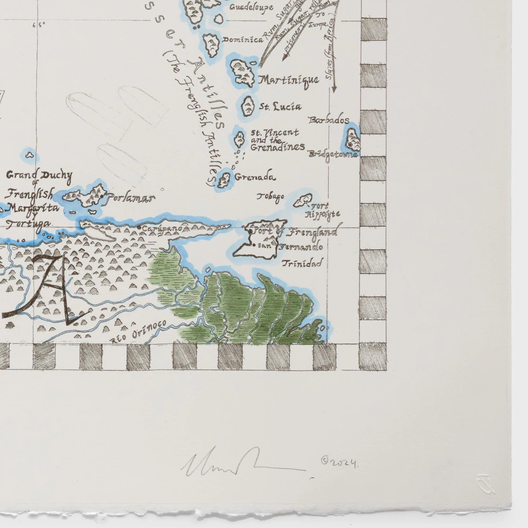 Map of the West Indies, 1790. Born Alone, Die Alone.