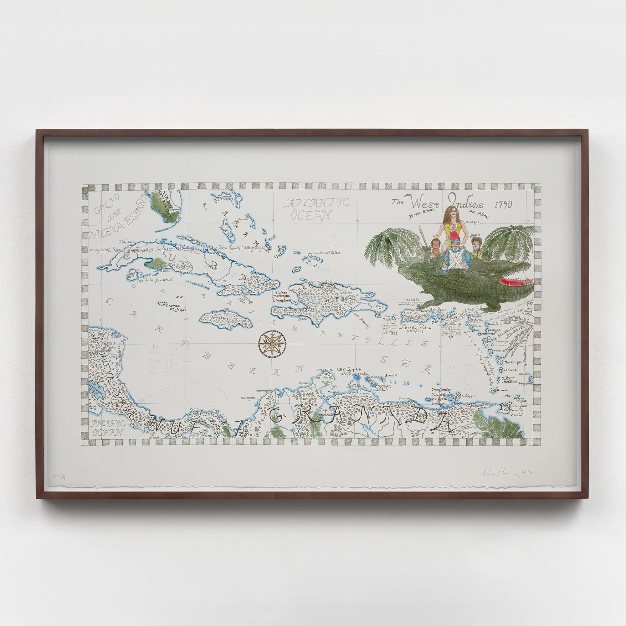 Map of the West Indies, 1790. Born Alone, Die Alone.