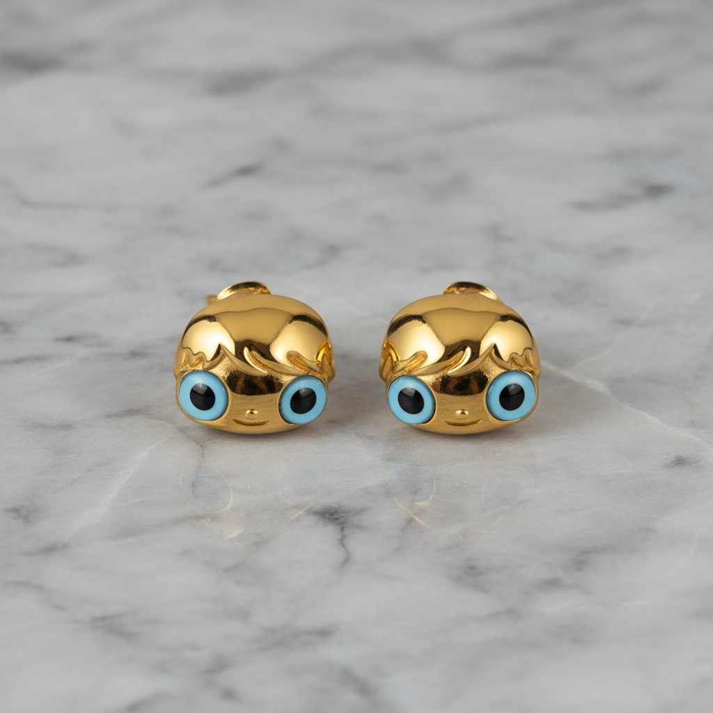 Grey marble character earrings visual