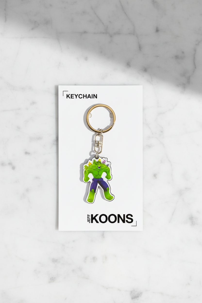Hulk keychain with marble background vertical