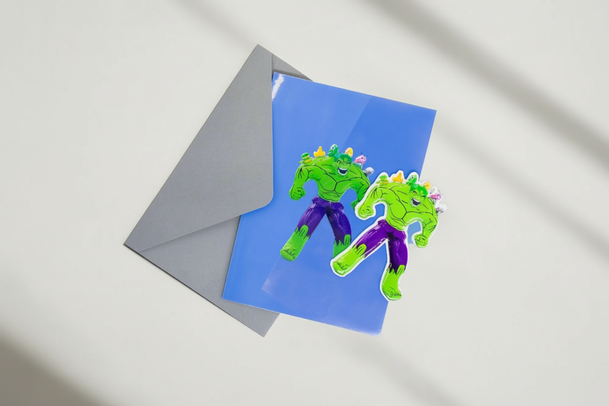 Light minimal Hulk sticker card