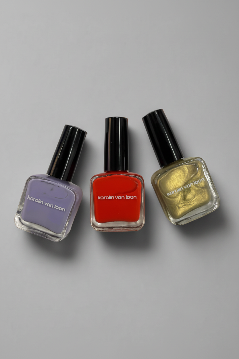 Nail polish bottles with light grey background