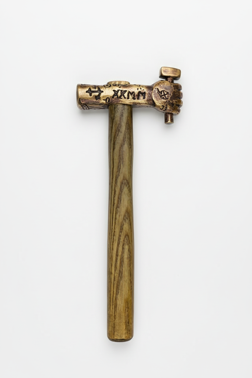 Ornate hammer on white background - vertical