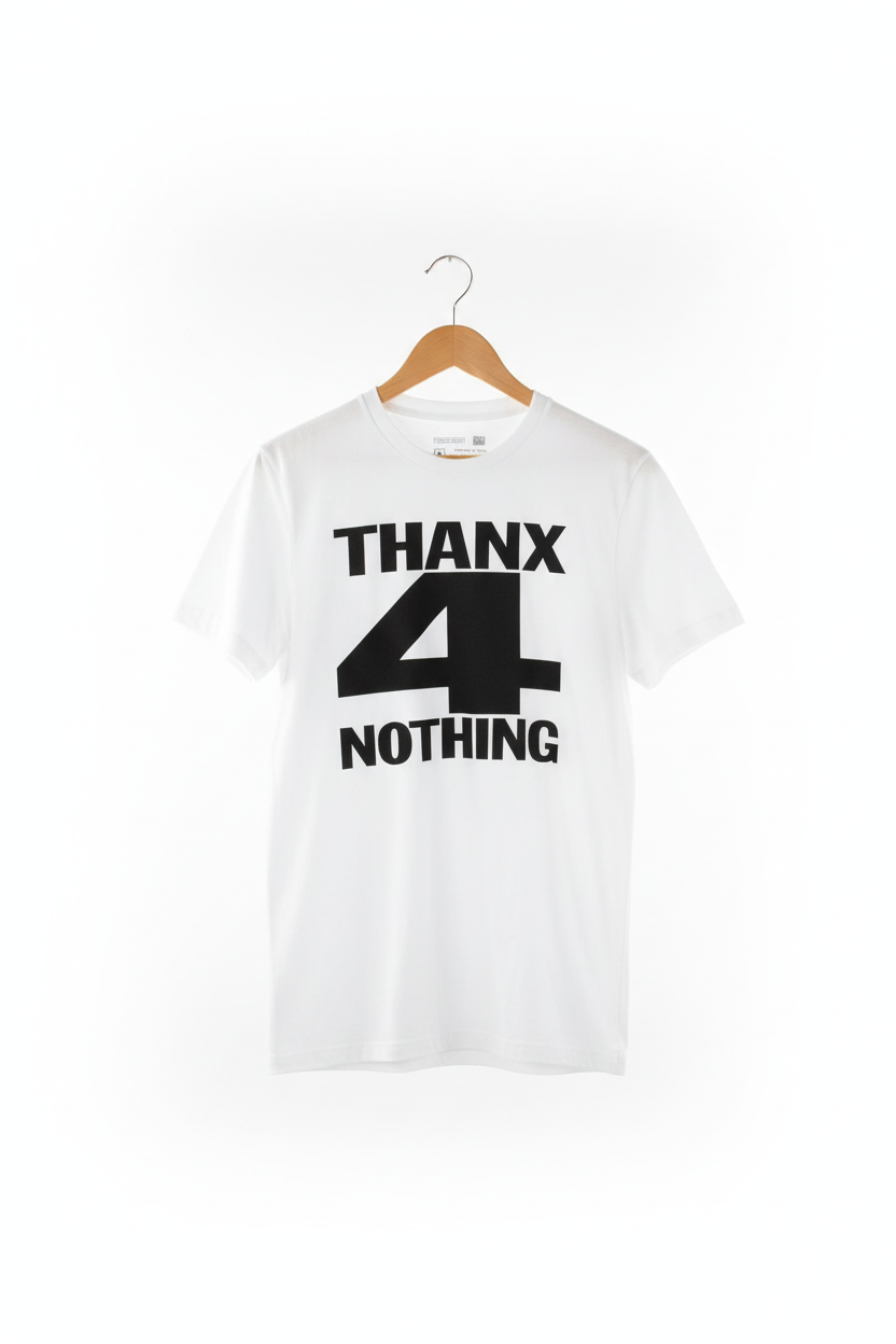 T-shirt on wooden hanger - white background