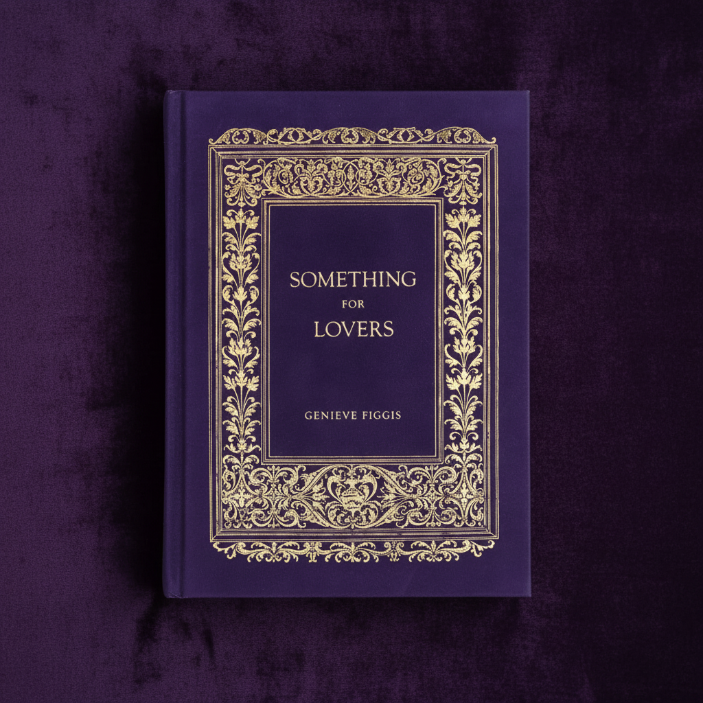 Top view of Something for Lovers book on purple velvet