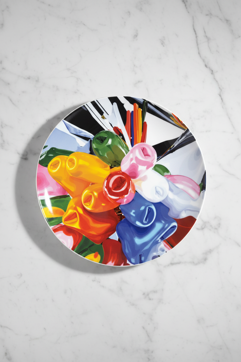 Tulip plate overhead shot on marble