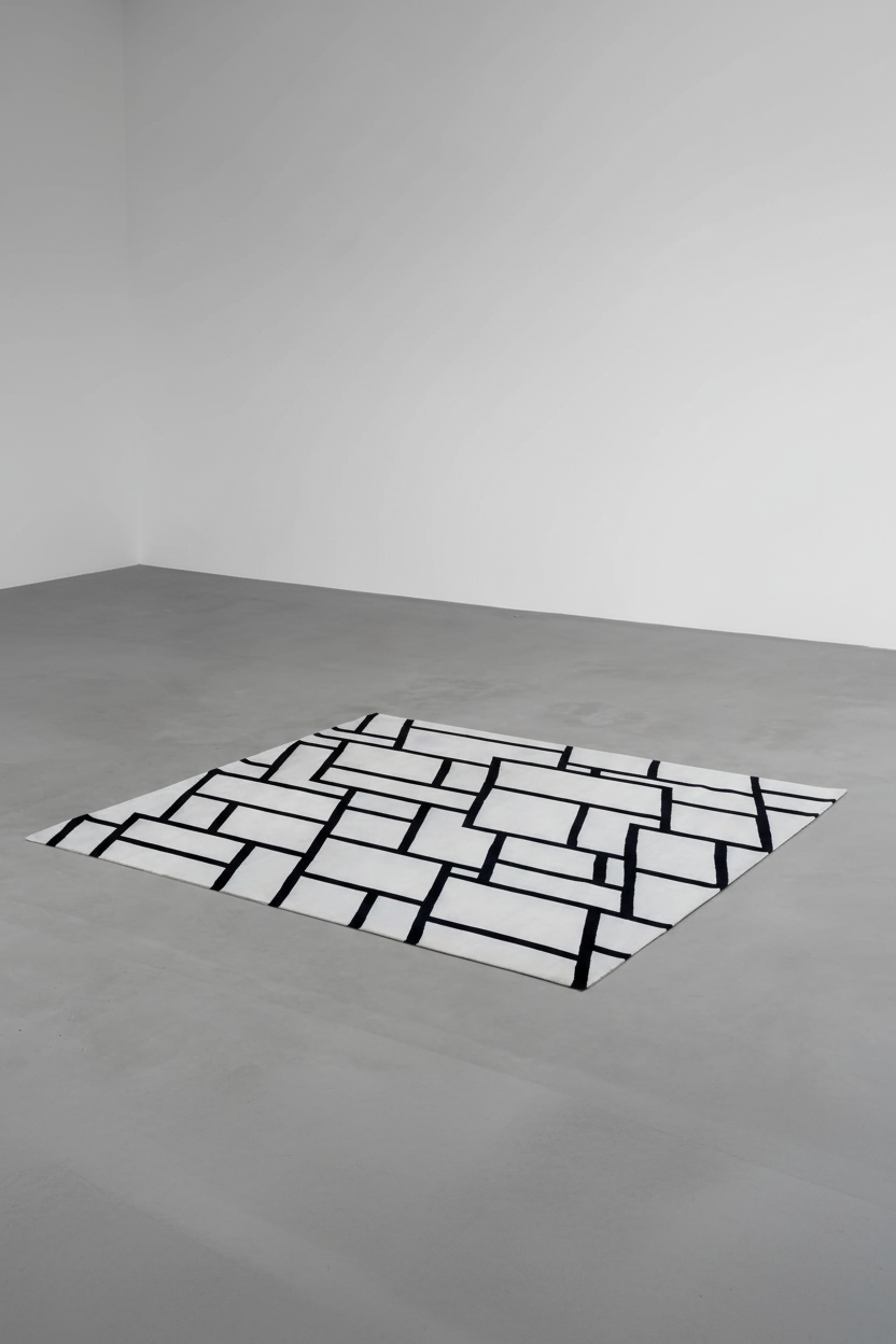 White geometric carpet - no furniture